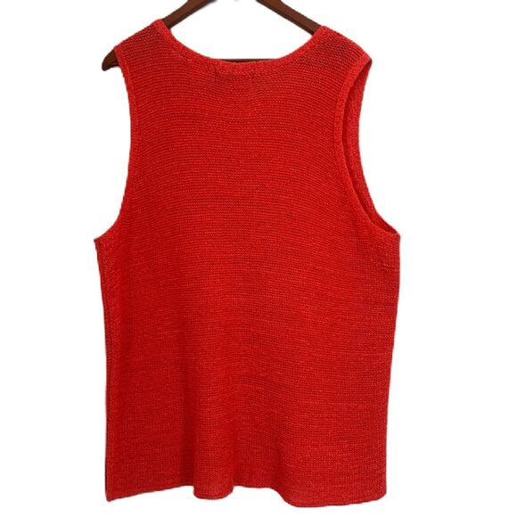 JH Collectibles Top Women 3 Plus Orange Red Open Weave Sleeveless V Neck Vintage - Picture 2 of 11